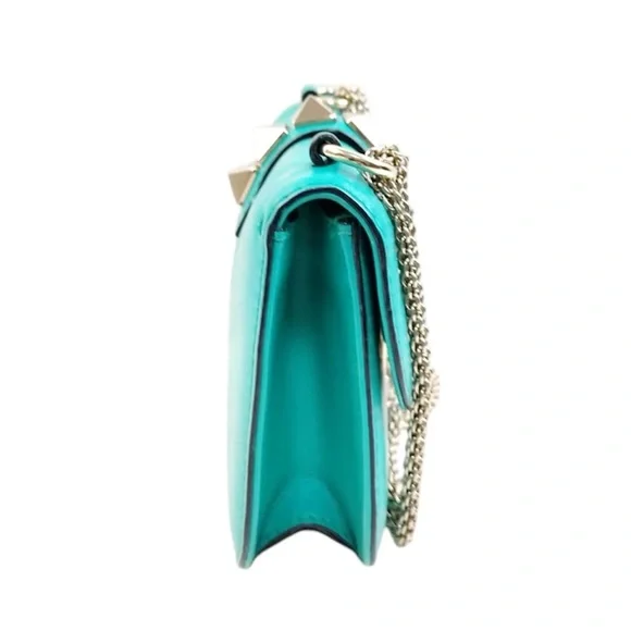 ❌SOLD❌ Valentino Garavani Teal Vitello Small Glam Lock Rockstud Bag - Picture 2 of 9